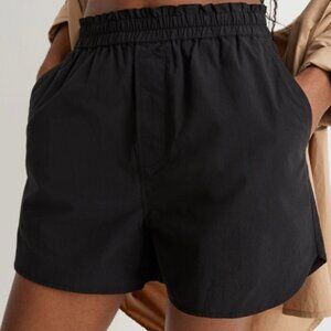 Quince Wm’s High Waisted Relaxed Fit Short Black Cotton Shorts #2